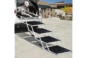 CJYMMFAN Escalier de Voiture Pliable pour Grands Chiens, Rampe d'escalier pour Chien avec Surface Antidérapante，Rampes Légères pour Chien pour Voiture et SUV pour Chiens Jusqu'à 80kg