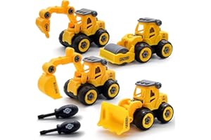 Morofme Excavator Sand Toy, Construction Truck Toy for Kids, Assembly Technology Vehicles, Cars, Toy Set with Excavator, Drill Trolley, Road Roller, Bulldozer, Educational Toy