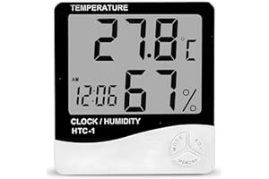 London Express Indoor Digital Thermometer Hygrometer, Room Temperature Gauge Indoor Humidity Monitor with Alarm Clock Max/Min Records, LCD Display for Home, Office, Bedroom, Baby room, Warehouse, Car