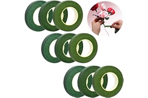YSTJKD 9 PCS Ruban De Fleuriste Vert Ruban De Fleuriste En Papier Wrap Bouquet Floral Fil De Ruban Tige Ruban Rouleau Bande De Bouquet Ruban De Fleur Auto Adhésif Corsages Fleurs Arrangements Et Artisanat