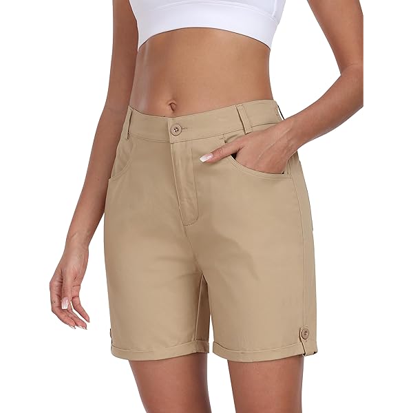 Shorts Cargo Donna Pantaloncini Cargo Donna Minthunter Vita Alta - Cotone Elasticizzato Estate Shorts Casual Con Tasche