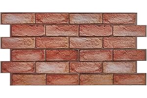 MYDEKOR 3D Wall Panels for Living Room Kitchen Decorative Tiles PVC Plastic Cladding Red Brick Effect (10 PCS / 4.60M2)