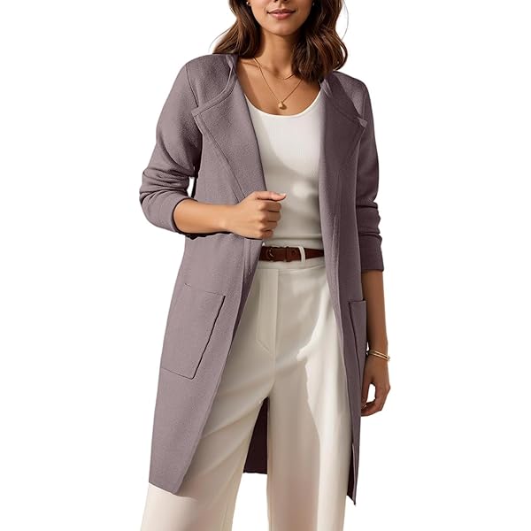 Timuspo Cardigan voor dames, lang, open aan de voorkant, effen