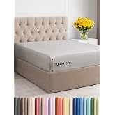 Fitted Sheet 160x200 - Microfiber Pocket 40cm (16") - Light Grey | Soft, Breathable, Wrinkle, Non-Iron, Brushed, Elastic Rubb