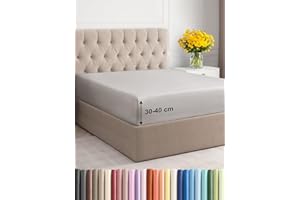 CGK UNLIMITED Lenzuolo con angoli 180x200cm - Extra profondo per materassi fino a 40cm (16") di altezza - Morbida microfibra spazzolata - Antipiega, resistente al restringimento e colori - OEKO-TEX - Grigio chiaro