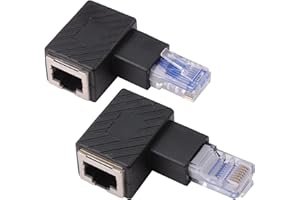 euroharry 2pcs Adaptateur ethernet 90 degrés, Angle Droit + Gauche, Prise RJ45 vers Prise, Adaptateur, blindé, Connexion Patch réseau, Compatible avec Cat5 Cat6