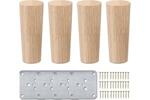 30cm Holz Tischbeine, La Vane 4 Stück Massivholz Konisch Ersatz Möbelfüße Möbelbeine mit Montageplatten & Schrauben für Sofa Bett Schrank Couch Stuhl