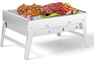 Portable Charcoal Barbecue Grill,UYOTBKEUB Mini Stainless Steel Compact Grill for Travel, Outdoor Cooking and BBQ, Camping Grill Picnic Patio Backyard