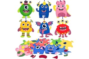 KEWUF 6 Pcs Activite Manuelle Enfant, Kit d'Artisanat Monstre Enfant, Bricolage Monstre pour Enfants 3 4 5 6 7 8 9 Ans, Cadeaux d'anniversaire pour Garçons et Filles, Kit DIY Decoration Halloween Noel