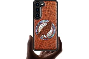 Carveit Funda de Madera Compatible con Samsung S23 Plus Carcasa Grabado en Madera e incrustación de mejillones Bumper TPU para Galaxy S23 Plus Única Accesorios (Rosa-Brujería de Cuervo)