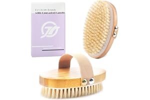 FREATECH 2 Lot Brosse Corps a Sec avec Poils Naturels Rigides pour Eliminent Cellulite, Dry Brush pour Améliorent la Circulation Sanguine et Drainage Lymphatique pour Peau Impeccable