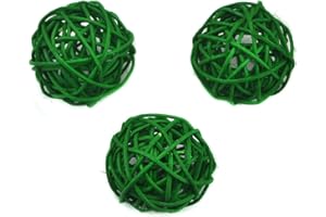 OUGUAL 10 Stück Natur Wicker Rattan Kugeln Tischschmuck Hochzeit Party zum Aufhängen Wobble Ball Weihnachten Deko 6cm Gras-Grün