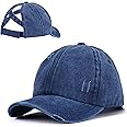 Aavjo Cotton Ponytail Criss Cross Messy Buns Ponycaps Baseball Cap Hat Topi for Women l Travel Beach Gym Cricket Sports Running Cap