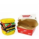 CARNAVAL SOCKS Unisex Hamburger Desenli Pamuklu &Ccedil;orap Seti, Burger Kutusu Hediye Paketi, 37-44 Numara, 2 &Ccedil;ift