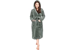 NY Threads Luxury Ladies Hooded Dressing Gown Super Soft Fleece Women's Robe Comfortable Loungewear and Nightwear