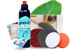 RESIN PRO ResinPro® Mega Resin Polishing Kit - Epoxy Polish Cream, Polishing Sponges, Sanding Pads in Various Grits | Step-by-Step Guide Included | Ideal for Plastic and Resin Crafting | Surface Brilliance Made
