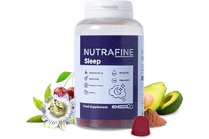 ‎NUTRAFINE Nutrafine Schlaf Gummies – Melatonin gummies mit Baldrian, Passionsblume, Zitronenmelisse, Magnesium & B6 - Für Erwachsene – 60 Portionen