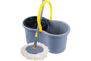 Esqube Elegant 360° Magic Spin Mop Bucket Set - Black (Grey)
