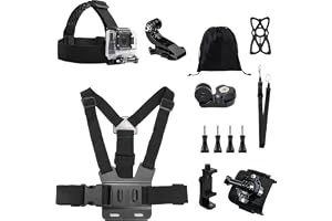 ZhouWei Handrem Action Cam Kit, Accessoarer Action Cam Justerbar med sele Huvudband Handledsband Klämma Telefonhållare, för A