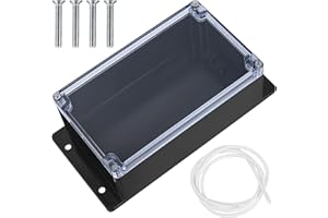 QIWUHAI Puszka przyłączeniowa, puszki przyłączeniowe, zewnętrzna wodoodporna skrzynka elektroniczna IP65, skrzynka przyłączeniowa ze stałym uchem (czarna przezroczysta okładka z uszami, 200 x 120 x 75 mm)