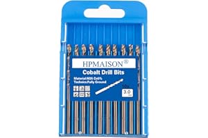 HPMAISON 10 Piezas Juego de M35 HSS Brocas de Cobalto 3mm Broca espiral para Acero Inoxidable, Metal, Cobre, aluminio, Plástico, Madera
