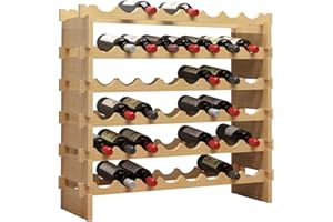 SDHYL Portabottiglie Impilabile in Legno di Pino con 6 Livelli per 48 Bottiglie di Vino Rosso per Soggiorno Bar
