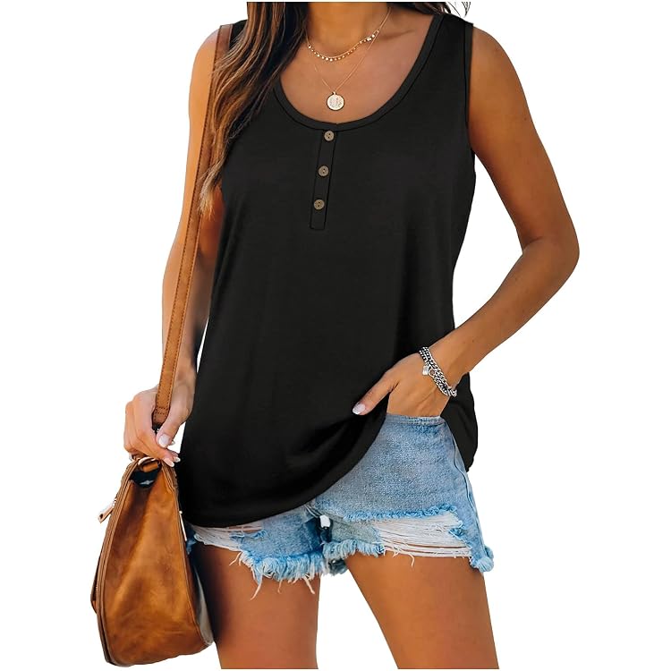 Daznico Womens Tops - Women's Summer Tank Loose Fit Pleated V Neck Sleeveless Top Curved Hem Flowy Shirts For Women Color Grey Size Xxl