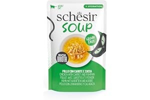 Schesir, Kycklingfilésoppa med morötter och pumpa, i kuvert, kompletterande våtfoder för katter, originalrecept, 100% naturli