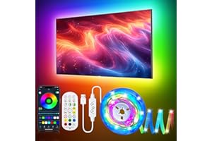 DTQJ 5M LED Strip Lights Music Sync RGB Bluetooth Color Changing Via Voice & Remote Contrlol,Apple & Google APP,Lumi Light,Strip Lights for Kitchen,Led Lights for Bedroom Room Lighting TV Home Decor