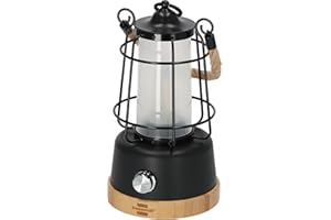Brennenstuhl Lampada da Campeggio LED Ricaricabile USB (Fino 75 Ore di Luce), Lanterna da Esterno 350lm con Funzione Powerbank, Design Sostenibile con Base in Bambù e Corda in Canapa