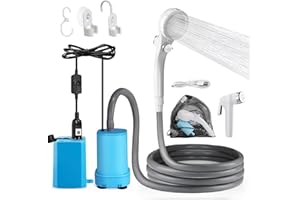 AUTOPkio Douche de Camping avec Batterie, 12V 24V Douche Portable de Extérieur Rechargeable 4500mAh avec Pompe pour Camping-Car, Voyage, Lavage de Voiture