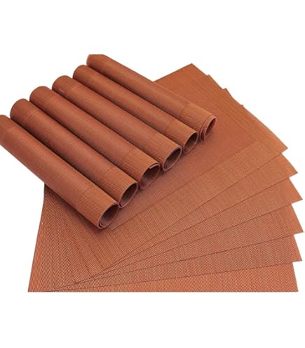 Matches21 BORDA Tischsets 8er Set - Gewebt Aus Kunststoff, 46x33 Cm, Abwaschbar, Farbe Gelb
