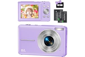 NICAMERY Camara Digital 1080P FHD 44MP Cámara de Fotos con Zoom Digital 16X, LCD de 2,4", Camara Fotos Digital con Tarjeta de 32GB para Niños, Adolescentes, Principiantes(Morado)