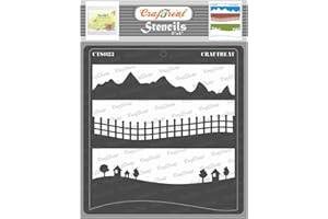 CrafTreat Landscape Stencils for Crafts Reusable Vintage - Landscapes - Size: 6X6 Inches - Layering Stencils for Painting on Concrete, Canvas, Fabric, Paper, Wood and Wall - Landscape Design Stencil