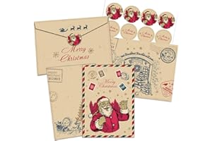 NHYDZSZ 12PCS Biglietti Auguri Di Natale,Biglietto Auguri Natale,Biglietti Di Natale Con Busta E Adesivi,Babbo Cartoline Di Natale,Biglietti Natalizi Per Familiari, Amici, Colleghi