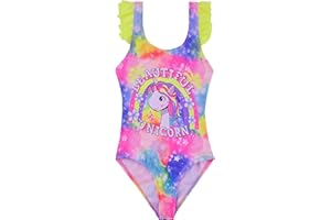POWER FLOWER Costume da Bagno per Ragazze Costume Intero con Volant Costumi da Bagno Unicorno Abbigliamento da Spiaggia per Ragazze 2-14 Anni