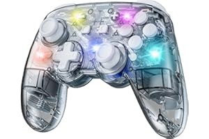 PALPOW Switch 2 Pro Controller Compatible with Switch 2/OLED/Lite,Wireless Hall Effect Switch Controller, RGB Switch Pro Controller, Bluetooth Gamepad with 7 LED Colors/Wake Up/Dual Shock/Turbo - Grey