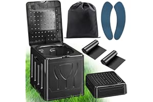 KDISHKRA WC Portátil Plegable 20L con Bolsa de Transporte y Bolsas Desechables – Inodoro Químico para Camping, Inodoro Portátil Adultos, Retrete de Emergencia para Coche, Caravana, Exterior (Negro)