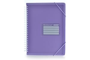 OFFICE BOX Carpeta A5 de 20 Fundas con Espiral Colorline - Tapas Rígidas con laterales reforzados en tela para mayor resistencia (Morado)