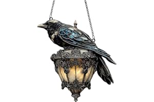 CORLIDEA Rabe auf Laterne, Sun Catcher Rabe, Gothic, auf Laterne, Dekoration, 2D, Acryl, Sonnenschutz, Fänger, künstliches Glasfenster, für Halloween, als Dekoration für Partys, Darth Academia zu Hause