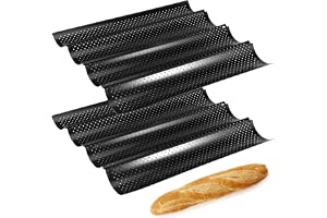 YIXNSW 2 stycken tråg baguette bakform, 38 x 33 cm, baguettebakplåt, bakform nonstick baguetteform, för bakning 4 baguetter