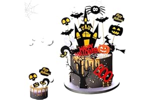HUDIEPAN 15 Pezzi Decorazioni Torta Halloween, Cake Toppers, Decorazioni Dolci, per Torte Zucca e a Tema Halloween