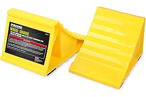 PRIME 1 PR1ME-Unterlegkeile, Rutschfeste Gummiunterlage, 2 Stück Bremskeile Hemmschuh Radvorleger, Unterlegkeile für pkw Anhänger Zubehör Auto Wohnmobil, Gelb