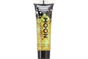 Iridescent Chunky Face & Body Glitter Gel by Moon Glitter - Yellow - Cosmetic Festival Glitter Face Paint for Face, Body, Hair, Nails - 12ml