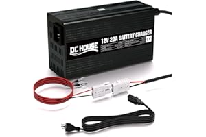 DCHOUSE 20 Amp Battery Charger 12V Lithium LifePO4 Battery Charger 14.6V Automatic Smart Maintenance for Deep Cycle Battery Car Motorcycle Marine