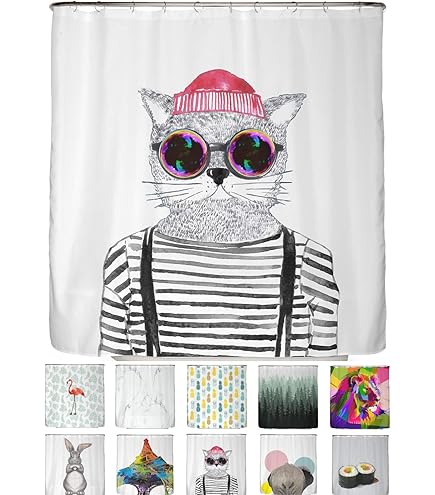 APROPHIC Grappige kat douchegordijn zwart schattige dieren thema coole kat douchegordijnen voor badkamer decor waterdicht abstract cartoon kitten douchegordijn sets met 12 haken 183 cm x 183 cm APROPHIC Grappige kat douchegordijn zwart schattige dieren thema coole kat douchegordijnen voor badkamer decor waterdicht abstract cartoon kitten douchegordijn sets met 12 haken 183 cm x 183 cm