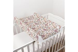 BABY COMFORT Baby Hard Base Changing Mat/Top Changer 80x50 cm fits 140x70 cm Cot Bed Unisex Wedge Anti Roll Nappy Newborn Baby Waterproof Changing Mat with Raised Edges (Garden)