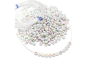 HAREWU 1100 unidades para enhebrar, cuentas de letras, perlas acrílicas para hacer collares, colgantes para pulseras, joyas hechas a mano