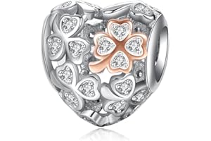 Annmors Jewellery Charm Family Hearts Anhänger S925 Sterling Silber Bracelet Bead with Cubic Zirconioa für Europäische Armbänder Halskette,Mother's Day Schmuck Geschenk Christmas für Damen Herren