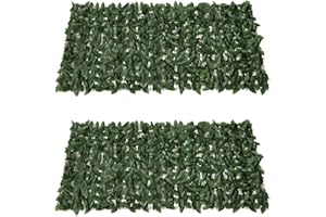 Esoes 2pcs Artificial Hedge Roll, Fence Screening Trellis with Artificial Leaves, Artificial Ivy Privacy Fence, Garden Screening for Balcony Garden Decoration-Dark Green(0.5M*1M)